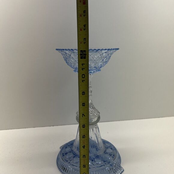 BEAUTIFUL REVERSIBLE BLUE GLASS CENTERPIECE CANDY DISH BOWLS - Picture 8 of 10